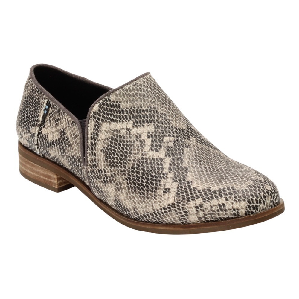 TOMS Shaye Snakeskin Slip On  Leather Bootie Size 6 Women‎